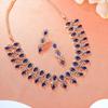 Estele Exquisite Women's Necklace Set with Rose Gold Plated, CZ and Blue Crystals