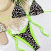 2 шт./компл. женский комплект бикини с леопардовым вырезом и спагетти с принтом, ремень на шнуровке с мягкой подкладкой