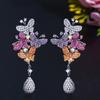 Длинные серьги-капли WWJ с цветным кубическим цирконием и бабочкой