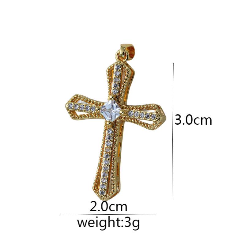 Подвеска из микроциркония с медной инкрустацией, крест, сохраняющий цвет, аксессуары для ожерелья из меди с позолотой.