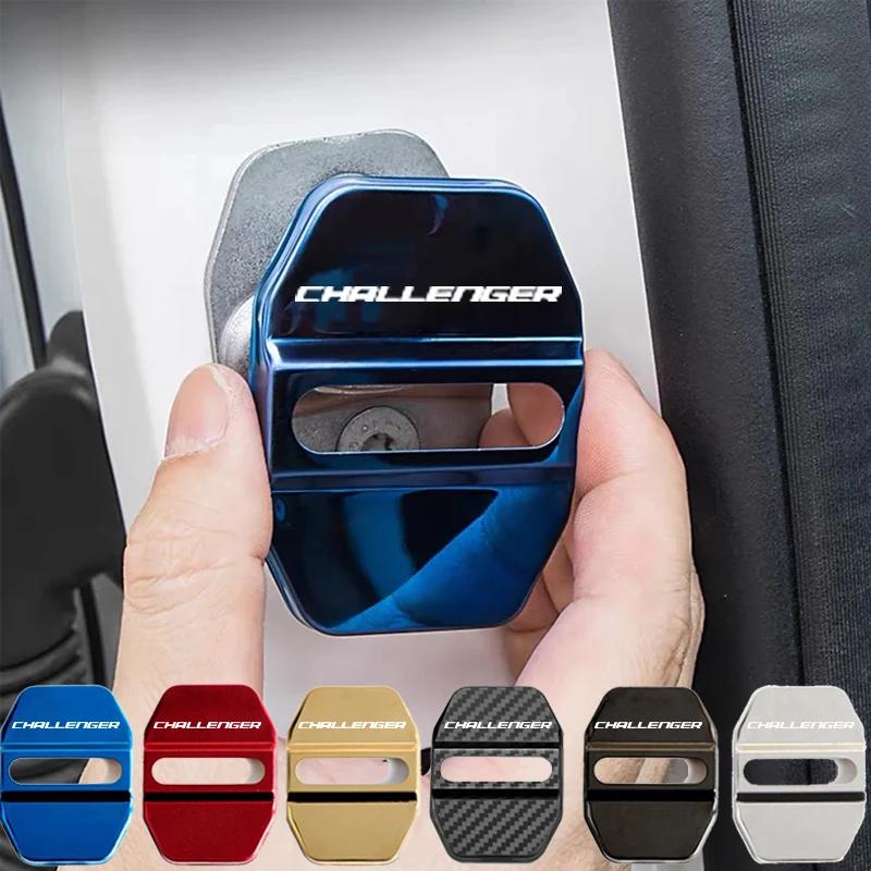 Stainless Steel Car Styling Door Lock Cover for Dodge Challenger Logo Door Stopper Protective Buckle Case Anti-rust Stickers YY9