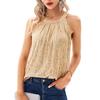 Women Top Halter Neck Shiny Sequin Off Shoulder Sleeveless Solid Color Loose Soft Breathable Pullover Lady Club Party Tank Top Blouse