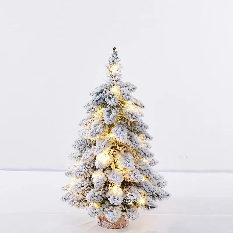 45/60 CM Artificial Christmas Tree Flocking New Year Christmas Decorations for Home Door Wall Ornaments Souvenirs Scenes Desktop