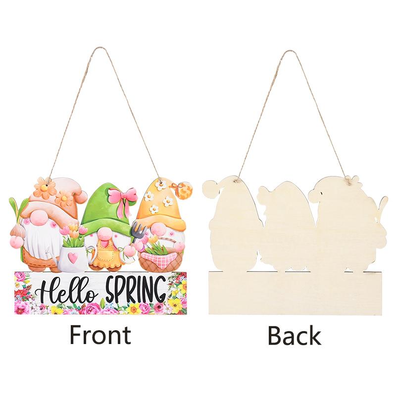 Пасхальные деревянные подвесные украшения Hello Spring Bunny Morkovy Rabbit Decoration for Home Door Wooden Board Sign DIY Wreath Garland