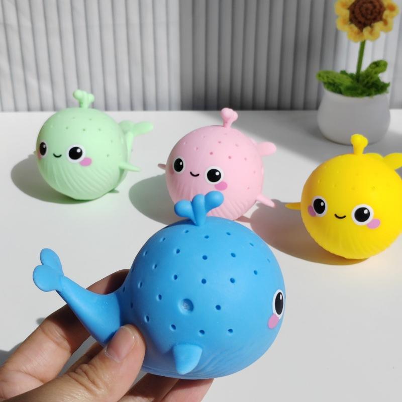 Kids Bath Toys Soft Water Absorbent Sponge Whale Squeezable Stress Relief Toy for Toddlers Bathtub Time Fun