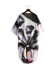 2024 Black Kaftan Boho Printed Chiffon Bikini Cover-ups Summer Beach Wear Kimono Dress Women Summer Swimsuit Cover Up