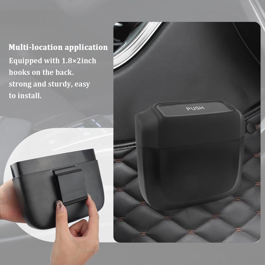 2PCS Car Trash Can With Lid + 60PCS Garbage Bags,Mini Trash Can Interior Accessories For Door/Seat/Center Console/Home/Office,Multifunctional Car
