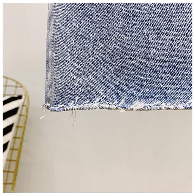 Light-colored High-waisted Side Open Fork Summer Long Section Thin Package Hip A-line Skirt Female Versatile Comfortable Fashion Denim Bustier Skirt