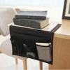 Bedside Organiser 4 Pocket Bed Sofa Hanging Storage Bag Holder Pouch for Book Phone Glasses TV Remote(Black)
