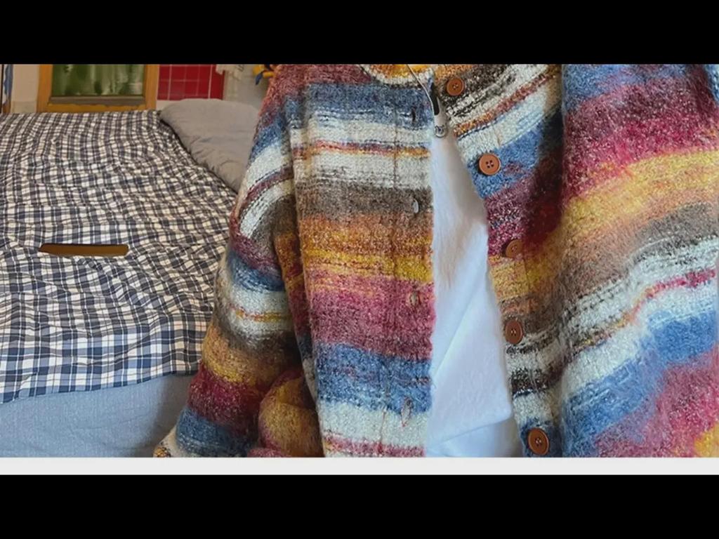 Осень 2023 года мужской ретро-полосатый вязаный кардиган-свитер