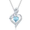 Ожерелье Аквамарин Камень марта Роза Мотив Сердце Ожерелье Серебро 925 Амулет Ювелирные Изделия Аксессуары Упаковка Подарков на День Рождения Годовщина Принадлежности