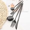 5 шт., черный набор столовых приборов, нож, вилка для торта, кофейная ложка, столовая посуда, столовые приборы из нержавеющей стали, столовые приборы в западном стиле, кухонное серебро