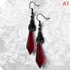 Black Bat Earrings With Red Teardrop Beads Earrings Gothic Jewelry