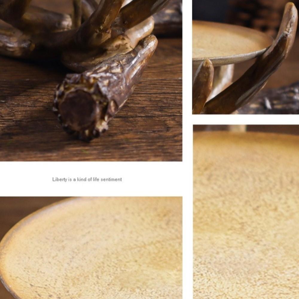 Handicraft Antler Candle Holder Vintage Tealight Holder Rustic Style Desktop Ornament Office