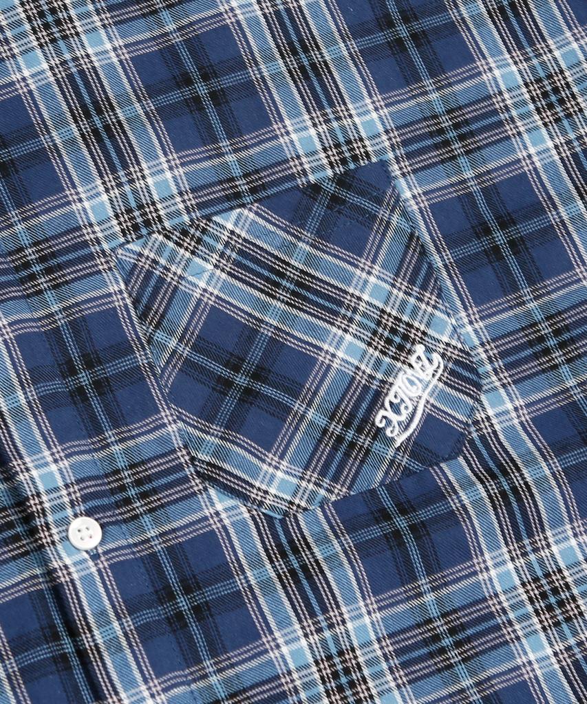 XTONZ Xts039 One Pocket Check Half Shirt (Blue)