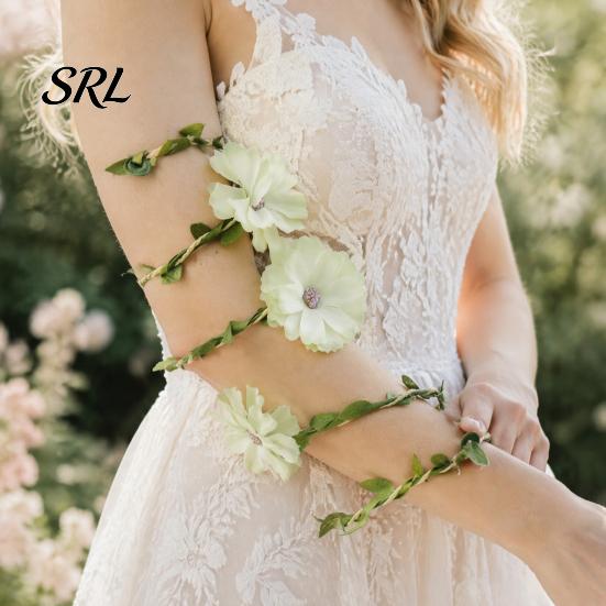 Artificial Flower Cuff Fairy Floral Arm Wrap, Woodland Elf Bracelet, Forest Nature Fabric Accessory Costume Accessories for Women, Halloween Cosplay,