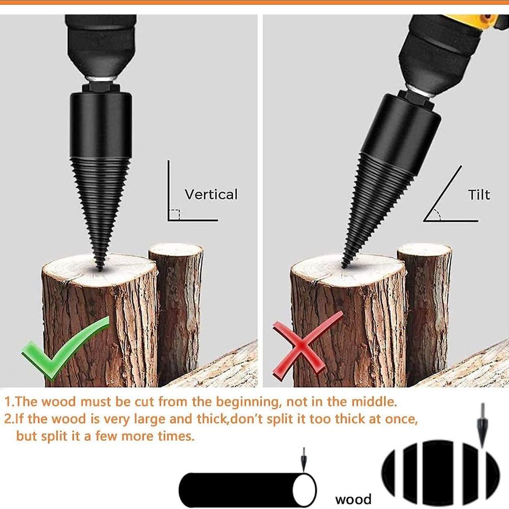 4PCS Firewood Log Splitter Drill Bit, Removable Cones Kindling Wood Splitting Log Bits,Household Electric Drill-42mm NIUNIU