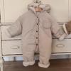 Korean Winter Hooded Lamb Fleece Jumpsuit for Boys & Girls - Thickened Casual Wear for Babies & Toddlers