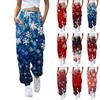 Women's Drawstring Elastic Waist Christmas Printed Casual Pants Sweatpants
