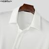 INCERUN Men Spring Lapel Neck Oblique Placket Knitted Loose Tops Casual Shirts