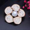 CMM Shiny Golden Color Flower Cubic Zirconia Brooches for Ladies