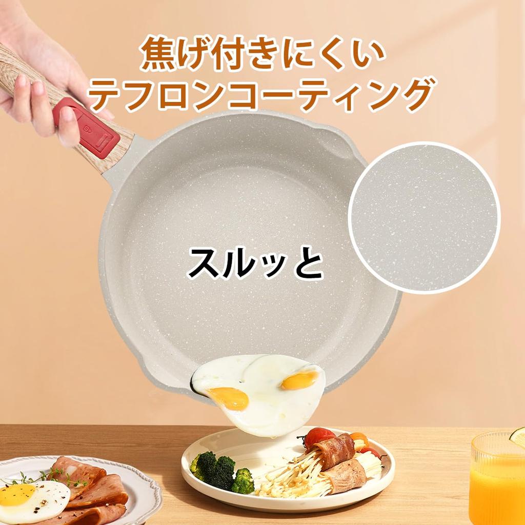 Сковорода RANXINGST 24 см со съемной ручкой, подходит для глубокой индукции, не содержит PFOA и PFOS, для духовки и посудомоечной машины, включает силиконовую белую крышку, антипригарное покрытие и ручку,