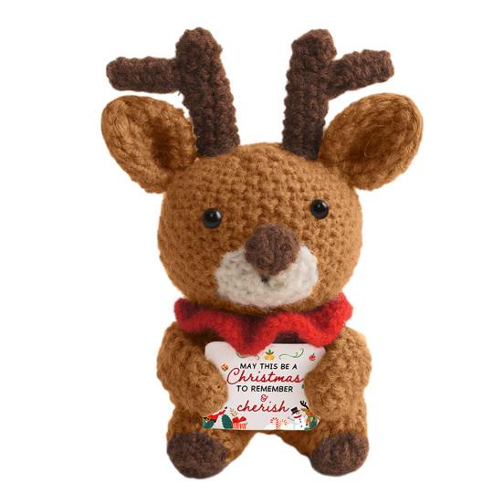 Christmas Doll Mini Funny Positive Santa Claus Snowman Crochet Knitted Toy with Inspirational Card Stocking Stuffers Winter Decor