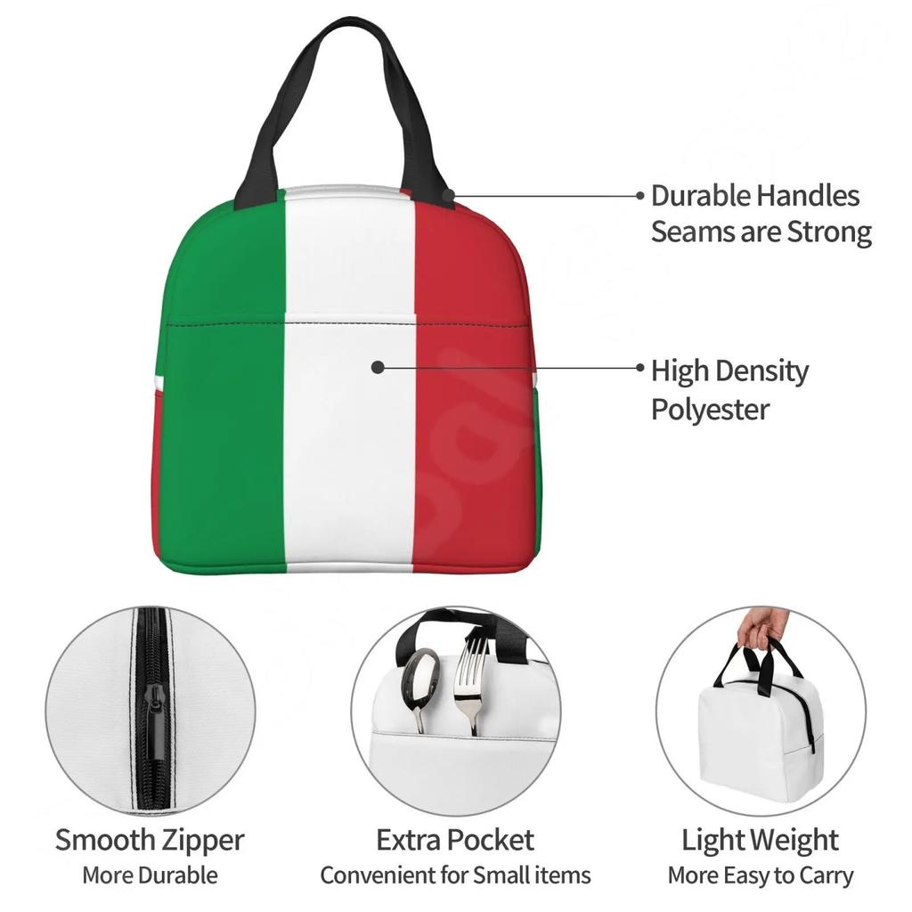 Термосумка для ланча с принтом итальянского флага, изолированная коробка для ланча для женщин, мужчин, детей, сумка для бенто для пикника на открытом воздухе, работы, офиса, путешествий