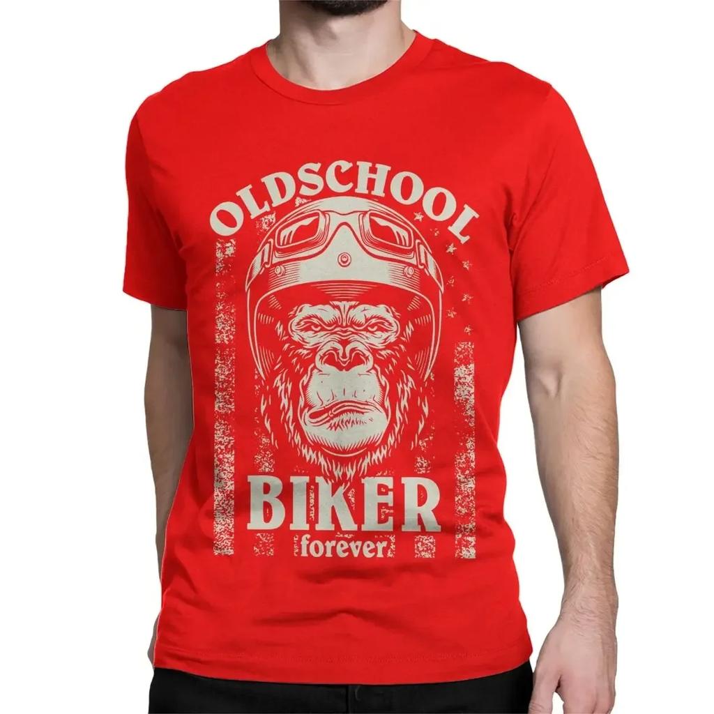 Футболки Old School Biker Motorcycle Bike для мужчин, футболки для гонок, футболка с круглым воротом, хлопковая одежда для подарка на день рождения