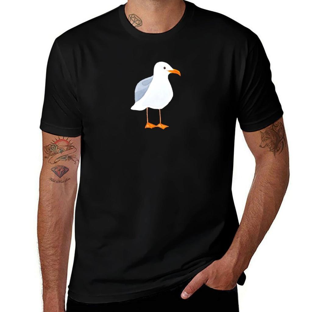 Seagull Watercolor Cute Sea Bird Design Tshirt Soft Stretch Short Sleeve Top Tshirt
