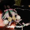 Jewelry, Dopamine Colorful Cheetah Gemstone Y-Shaped Necklace, Banquet Haute Couture Court Leopard Bead Earrings Set