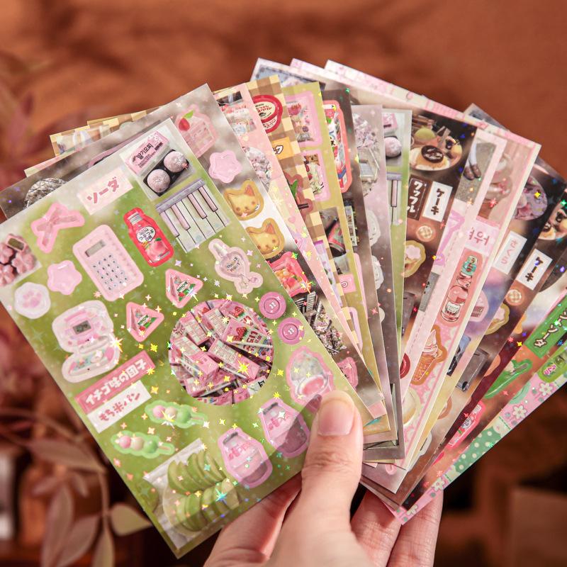 30pcs/1lot Kawaii Scrapbook Stickers Retro Flavor Restaurant Junk Journal Gold Planner Stationery Sticker Planner Decorative