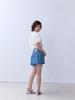 FABRICSEOUL Pintuck Denim A-Line Shorts_Dark Blue