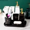 Marbling Ceramic Bathroom 5-piece Set with Tray Mouth Cup Set Bathroom Wash Supplies Lotion Bottle Toothbrush Holder Soap Dish
