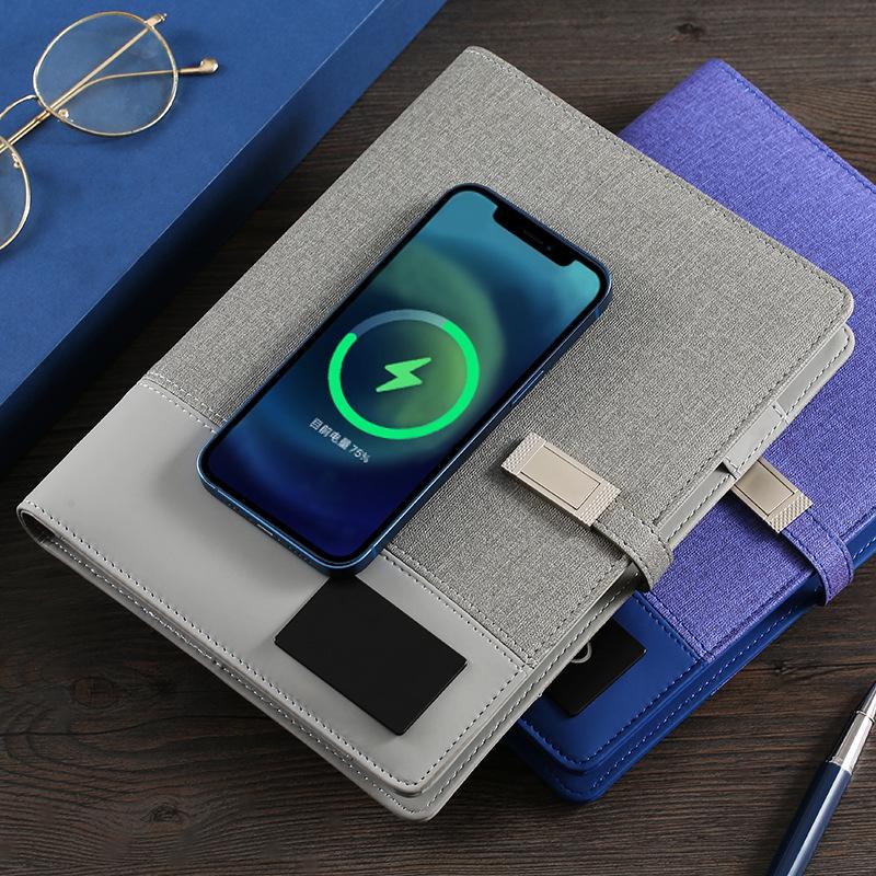 Многофункциональный бизнес-ноутбук формата A5 с USB-зарядкой и USB-накопителем со светящимся логотипом