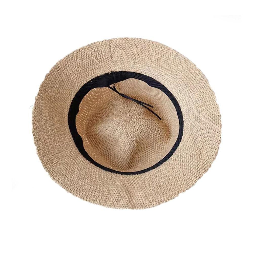 Hats Travel Sun Hats Women Sunscreen Hats PU Leather Belt Summer Bucket Hats Outdoor Straw Hats