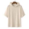 Mens Linen Hooded Short Sleeve T Shirt Loose Fit For Beach Vacation