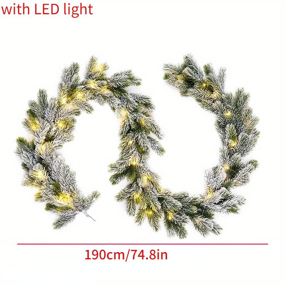 Рождественская искусственная ПЭ подвесная ротанговая декоративная кедровая гирлянда со светодиодной подсветкой, гирлянда для каминной полки, камина, скатерти