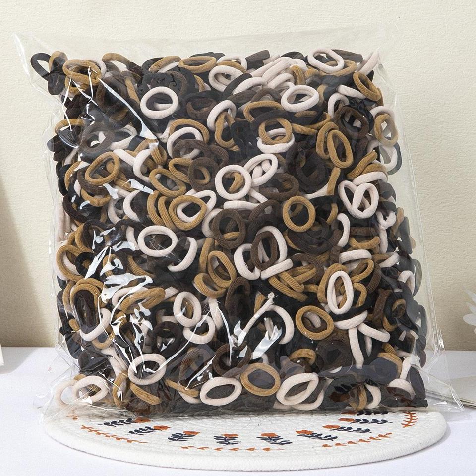 100 шт. Разноцветные базовые нейлоновые эластичные резинки для волос для девочек, для хвостиков, резинки-скранчи, детские базовые аксессуары для волос