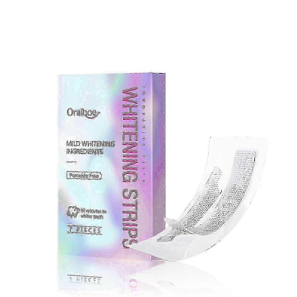 Teeth Whitening Strips Teeth Treatments - Teeth Whitener, Peroxide Free, Enamel Safe Green White Strips, Deep Stains Removal - Instant Teeth Whitening