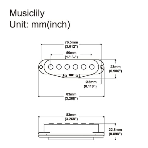 Musiclily Basic 50mm Ceramic Single Pickup Neck for Stratocaster Electric Guitar, Black