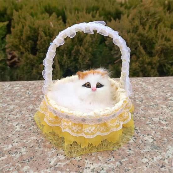 Реалистичная игрушка для кошек со звуком, портативная кружевная корзина с цветами, имитация искусственного меха, модель котенка, украшение, украшение для детей, любителей домашних животных, подарок на день рождения