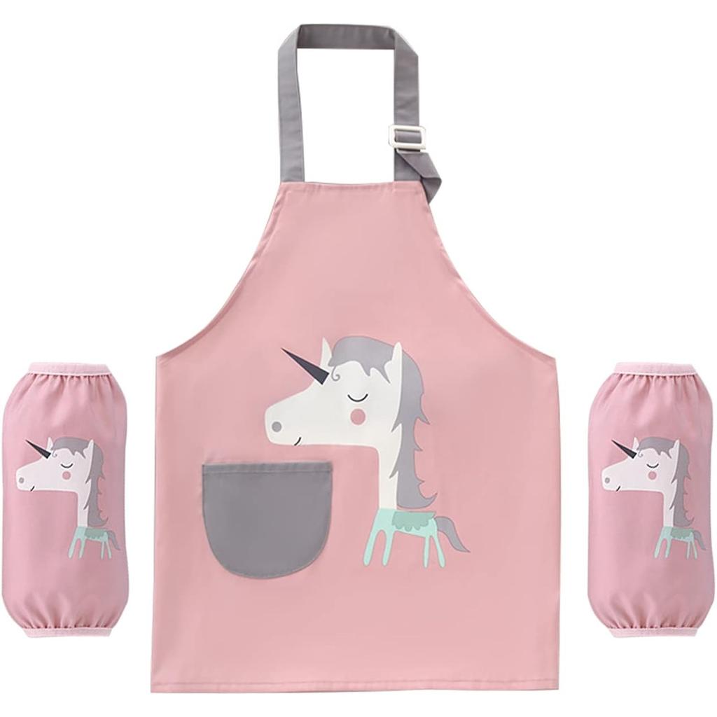 Детские фартуки для девочек и мальчиков, водонепроницаемый кухонный фартук для детей с карманами, регулируемый ремень для детей, приготовление пищи, выпечка, рисование, садоводство