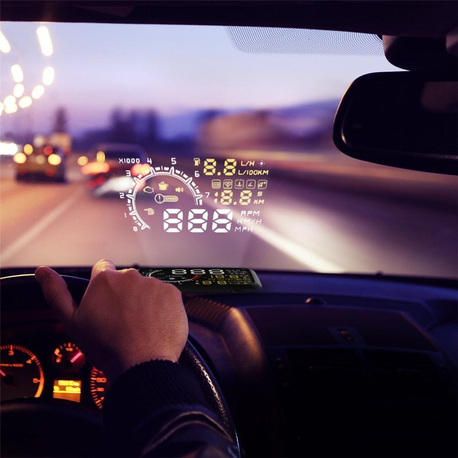 X3 ЖК 5,5" Автомобильный HUD Проекционный дисплей Предупреждение о скорости Спидометр Датчик давления топлива