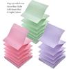 Lined Pop Up Sticky Note 3x3 inch, 6 Pack Accodian Stlye Self-Sticky Notes with Lines, Light Green Pink Purple Color, 100 Sheet/Pad Easy Post