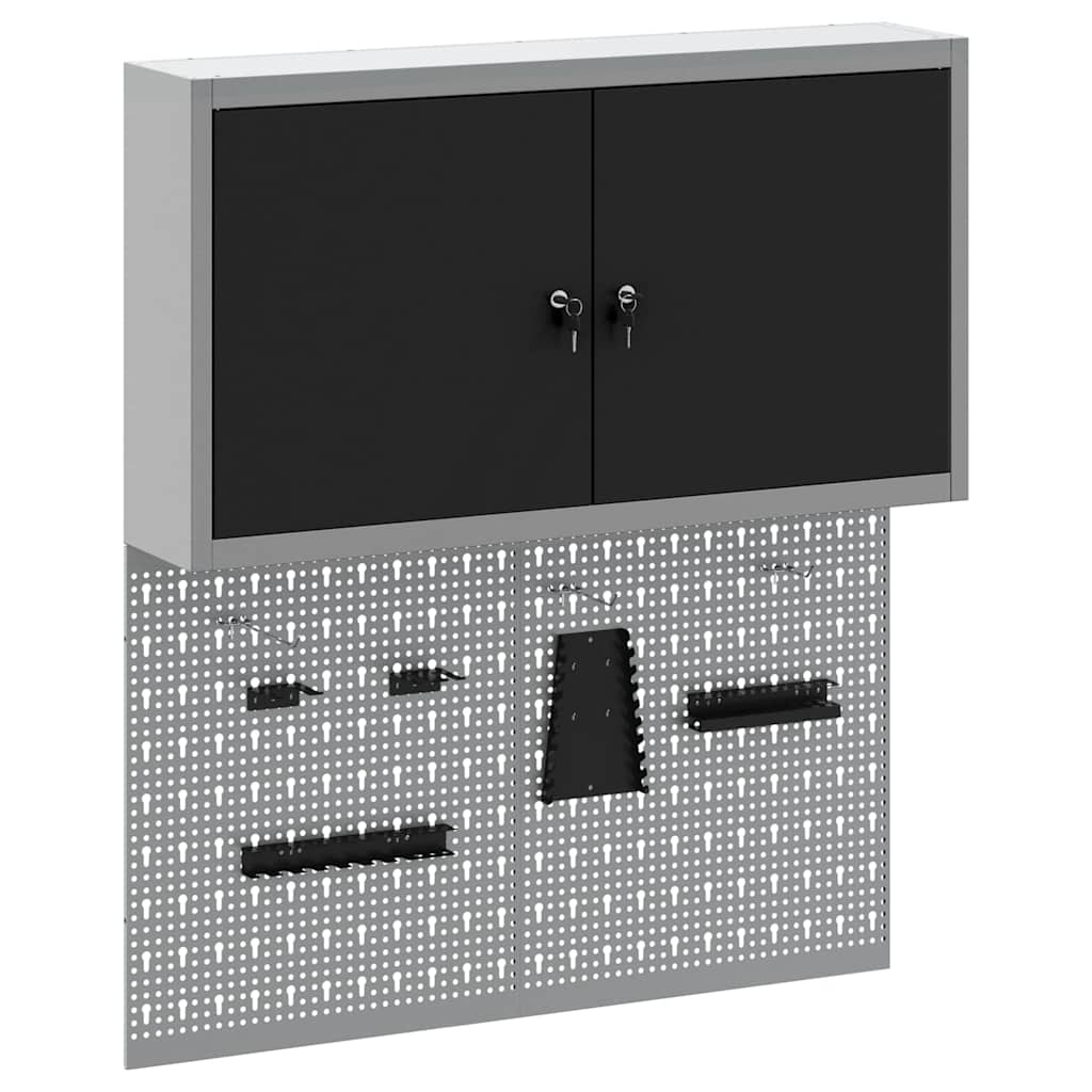 Tool Cabinet Set 3 pcs Black Powder Coated Steel