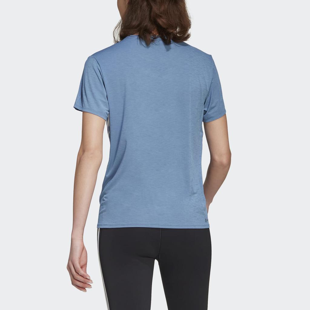 Adidas Logo Three Stripes Printed Sports Short Sleeve T-Shirt Women Tops Blue HG3160