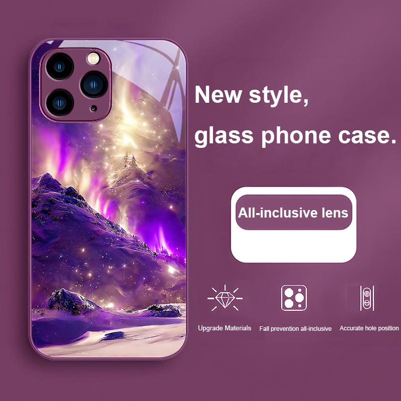 Фантомный Синий Речной Рейн для iPhone 15 14 13 12 11 Pro Max X XS XR 7 8 Plus 2020 2022 SE Закаленное стекло Чехол для телефона