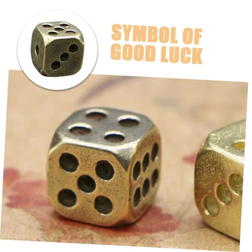 SAFIGLE Set of 6 Brass Dice, 11mm Rounded Corners, Vintage Finish, Gold, Durable and Rust-Resistant, Perfect for Party Games, Board Games, and Bar Dec