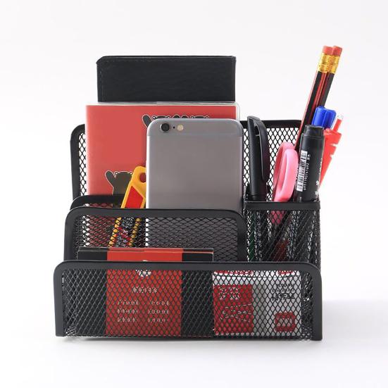 3-Tier Desktop Stacking File Holder Black Metal Mesh Mail Organizer Letter Holder Reinforced Design Space-Saving File Storage Rack for Desk Kitchen